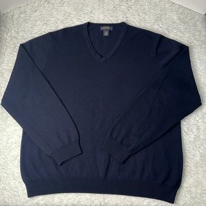 Brooks Brothers V Neck Merino Wool  Nylon Spandex Navy Sz L